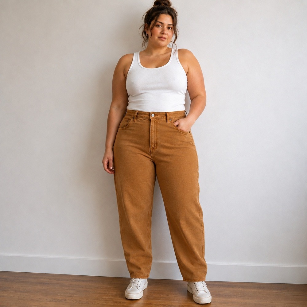 Gap Womens Barrel High Rise Pants 33 16R Brown Cotton Tapered Workwear Classic